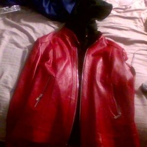 red authentic leather jacket